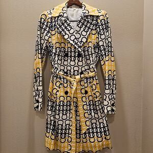 Studio JPR Women's Yellow Navy Trench Coat Size Small